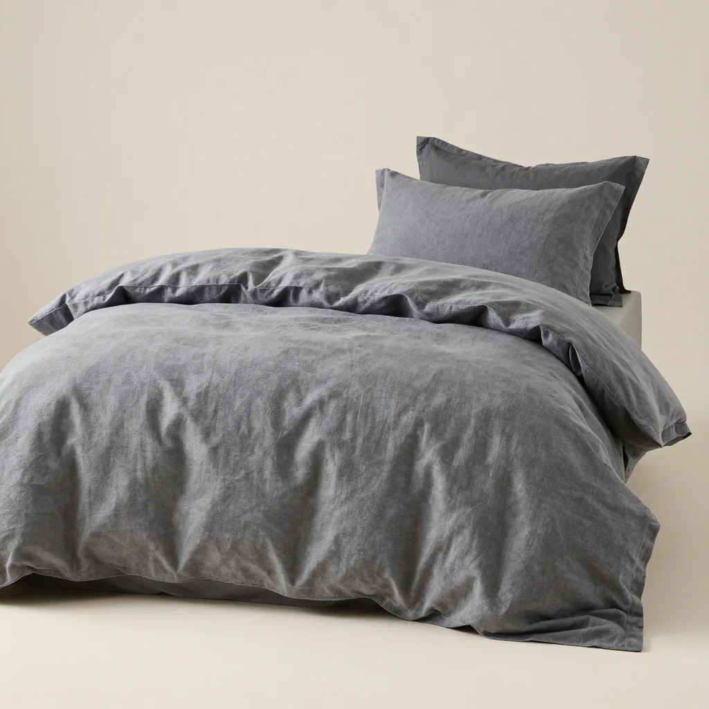 A stonewashed linen duvet cover on a light background