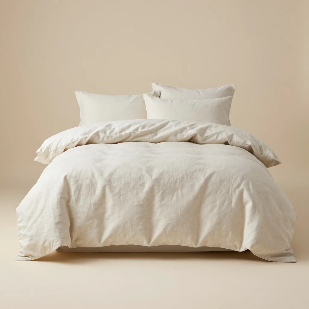 A single linen duvet set in sage on a light background